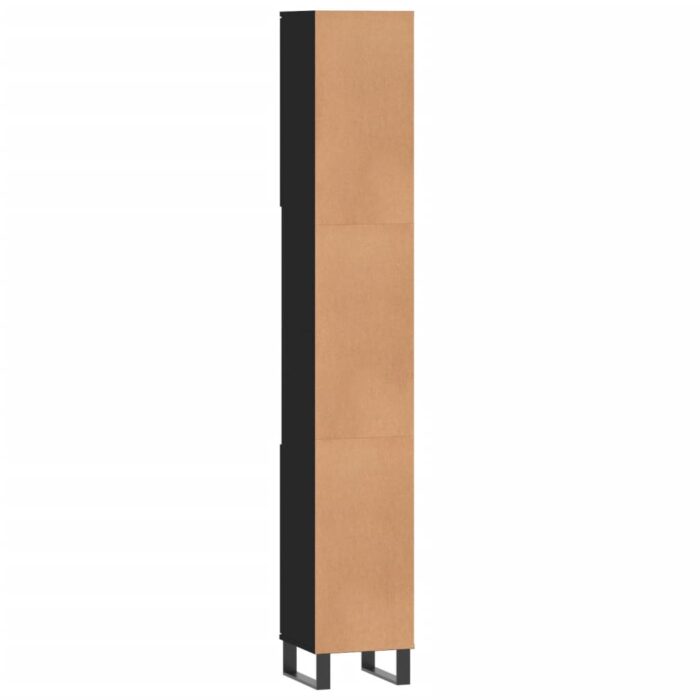 Armoire de salle de bain noir 30x30x190 cm bois d'ingénierie – Image 6