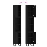 Armoire de salle de bain noir 30x30x190 cm bois d'ingénierie – Image 7
