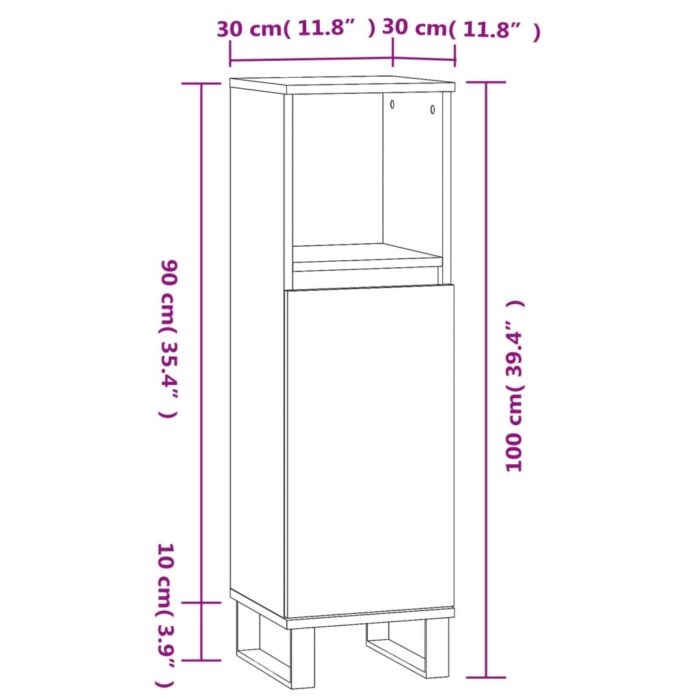 Armoire salle de bain sonoma gris 30x30x100 cm – Image 10