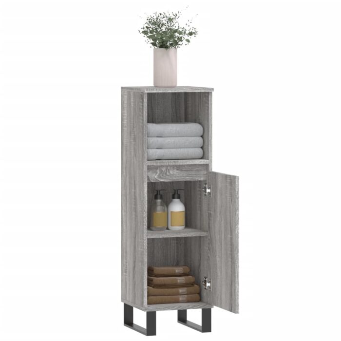 Armoire salle de bain sonoma gris 30x30x100 cm – Image 2