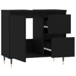 Armoire de salle de bain noir 65x33x60 cm bois d'ingénierie – Image 2
