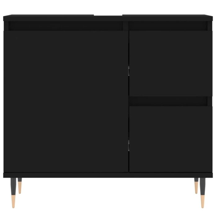 Armoire de salle de bain noir 65x33x60 cm bois d'ingénierie – Image 3