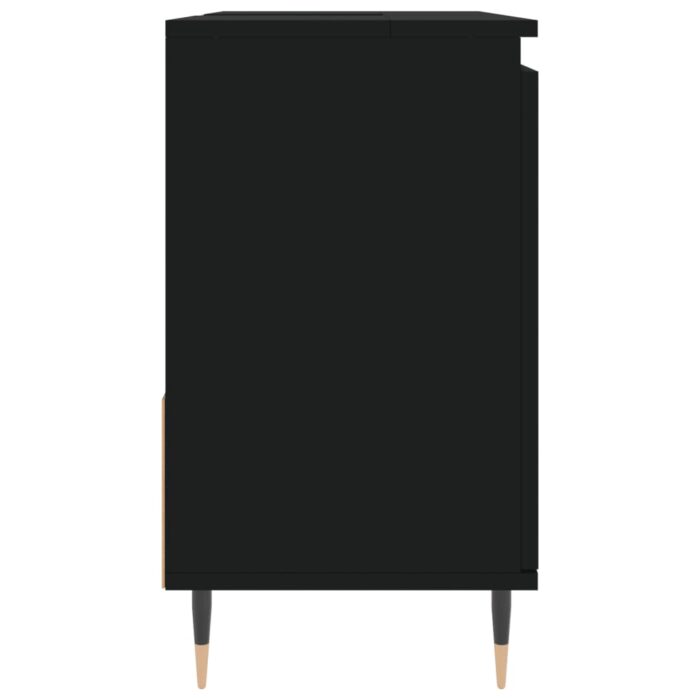 Armoire de salle de bain noir 65x33x60 cm bois d'ingénierie – Image 4