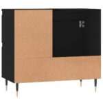 Armoire de salle de bain noir 65x33x60 cm bois d'ingénierie – Image 5