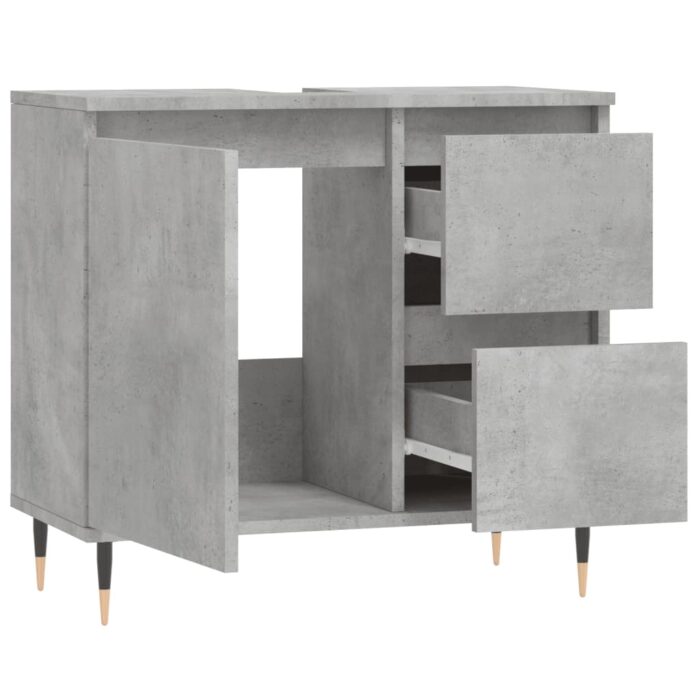 Armoire de salle de bain gris béton 65x33x60 cm – Image 2
