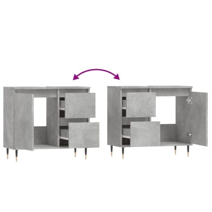 Armoire de salle de bain gris béton 65x33x60 cm – Image 6