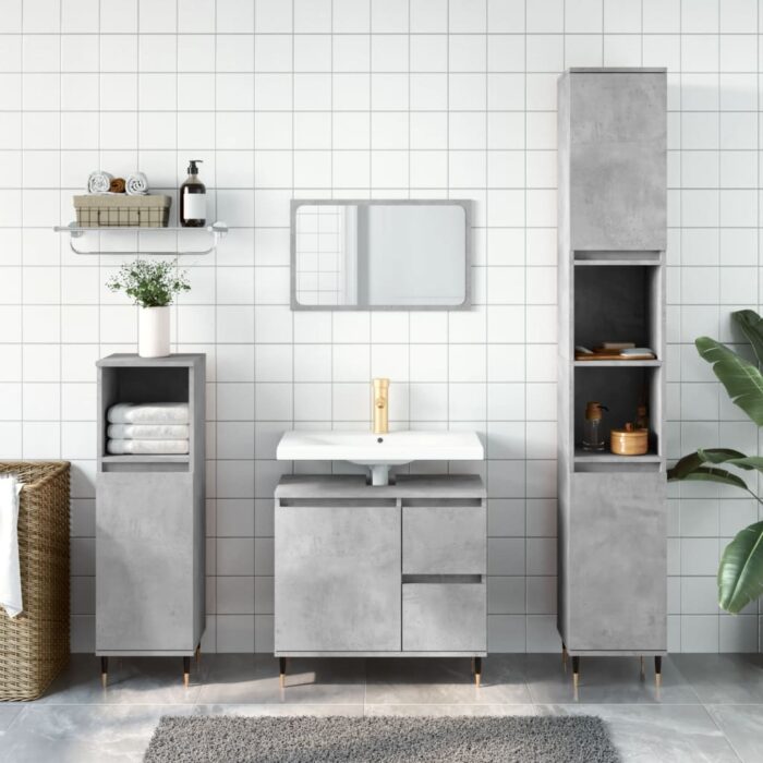 Armoire de salle de bain gris béton 65x33x60 cm – Image 1