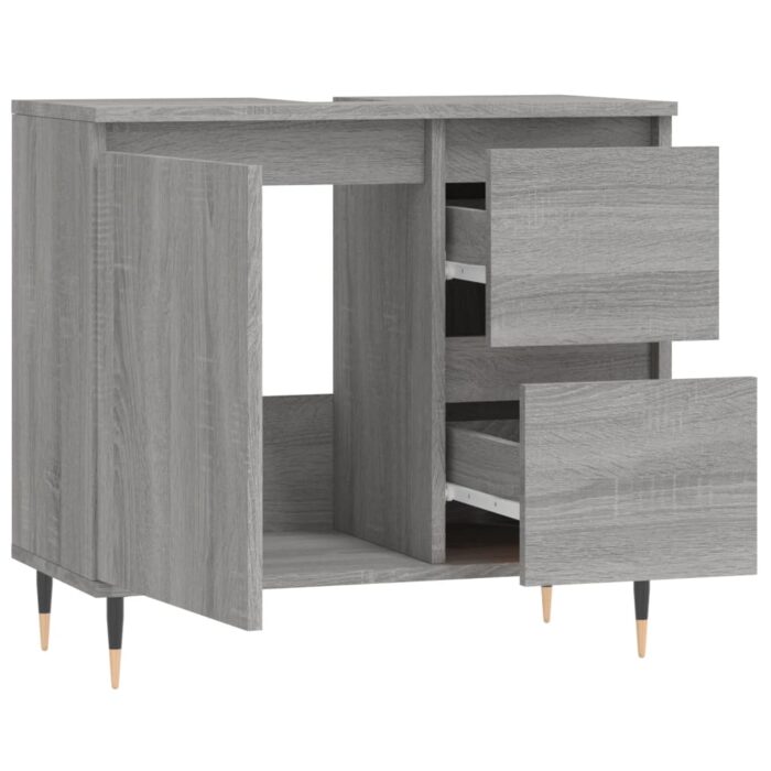 Armoire de bain sonoma gris 65x33x60 cm bois d'ingénierie – Image 2