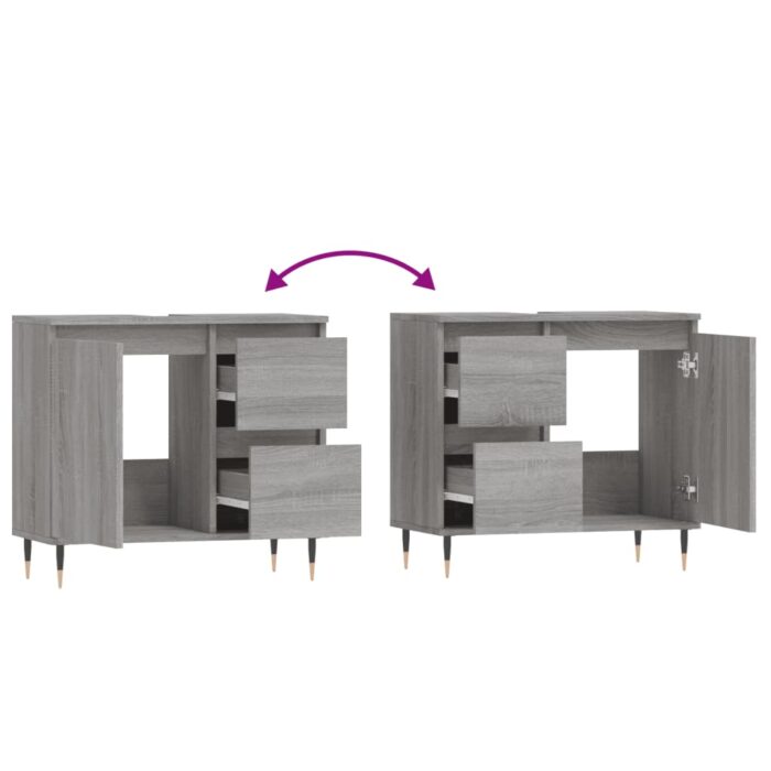 Armoire de bain sonoma gris 65x33x60 cm bois d'ingénierie – Image 6