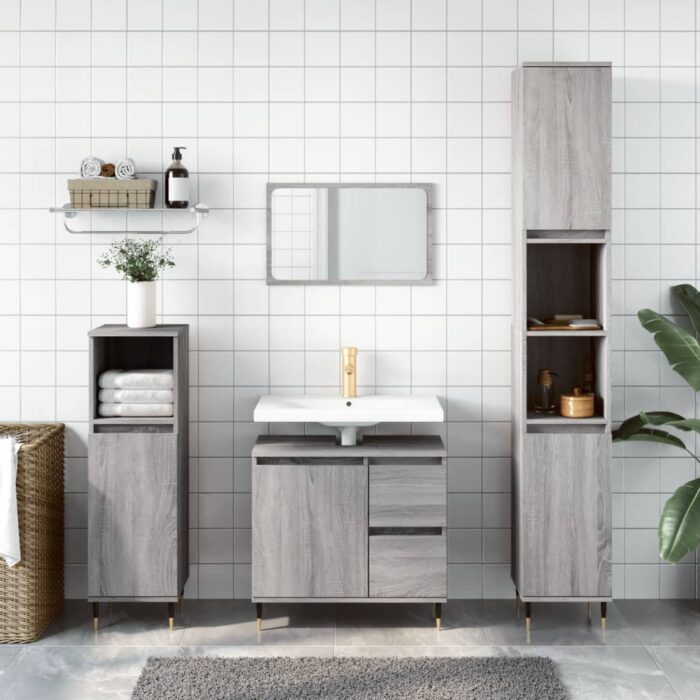 Armoire de bain sonoma gris 65x33x60 cm bois d'ingénierie – Image 1