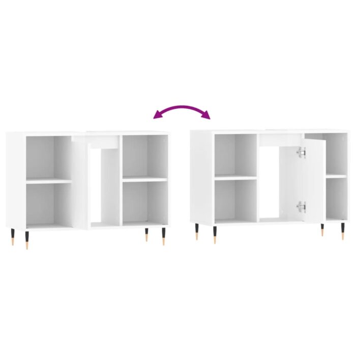 Armoire de salle de bain blanc brillant 80x33x60 cm – Image 7
