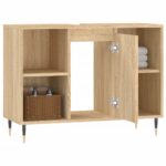 Armoire salle de bain chêne sonoma 80x33x60cm bois d'ingénierie – Image 2