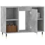 Armoire salle de bain gris béton 80x33x60cm bois d'ingénierie – Image 2