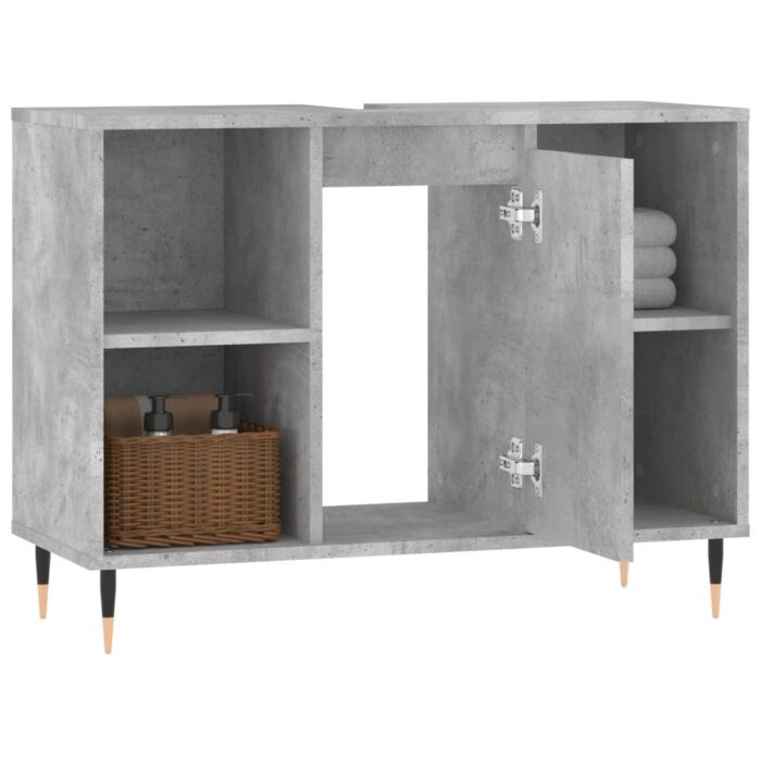 Armoire salle de bain gris béton 80x33x60cm bois d'ingénierie – Image 2