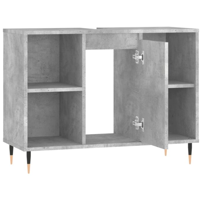 Armoire salle de bain gris béton 80x33x60cm bois d'ingénierie – Image 3