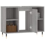 Armoire salle de bain sonoma gris 80x33x60 cm bois d'ingénierie – Image 2
