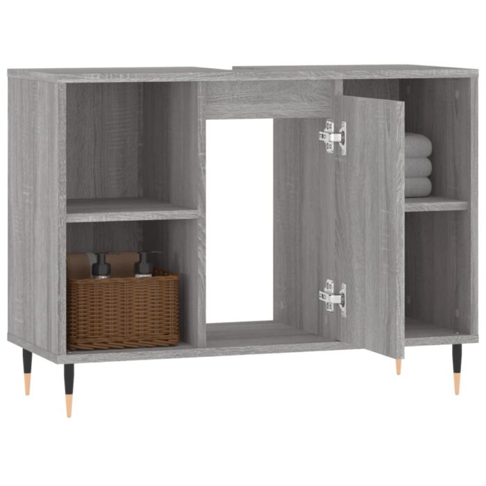 Armoire salle de bain sonoma gris 80x33x60 cm bois d'ingénierie – Image 2