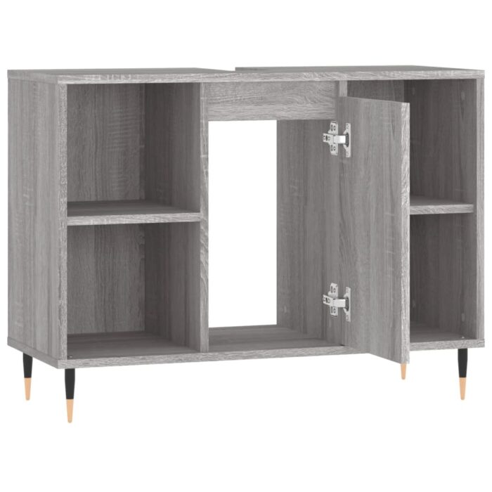 Armoire salle de bain sonoma gris 80x33x60 cm bois d'ingénierie – Image 3