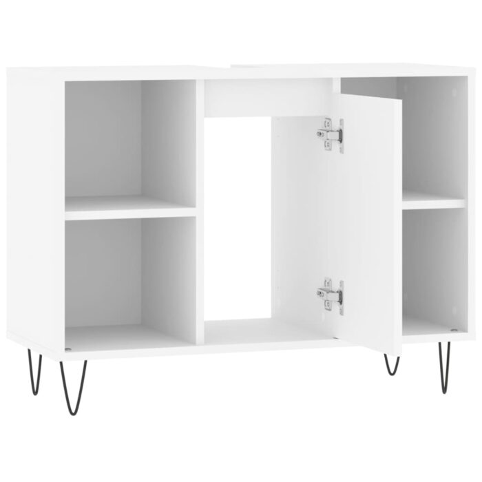 Armoire de salle de bain blanc 80x33x60 cm bois d'ingénierie – Image 4