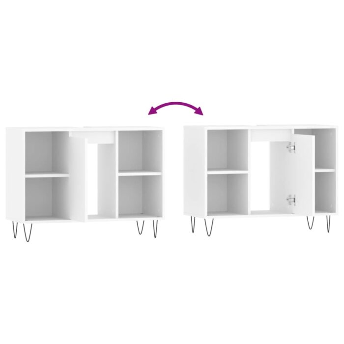 Armoire de salle de bain blanc 80x33x60 cm bois d'ingénierie – Image 7