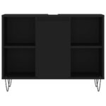 Armoire de salle de bain noir 80x33x60 cm bois d'ingénierie – Image 3