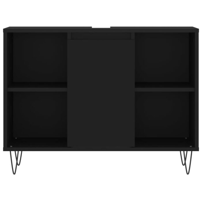 Armoire de salle de bain noir 80x33x60 cm bois d'ingénierie – Image 3