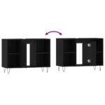 Armoire de salle de bain noir 80x33x60 cm bois d'ingénierie – Image 7