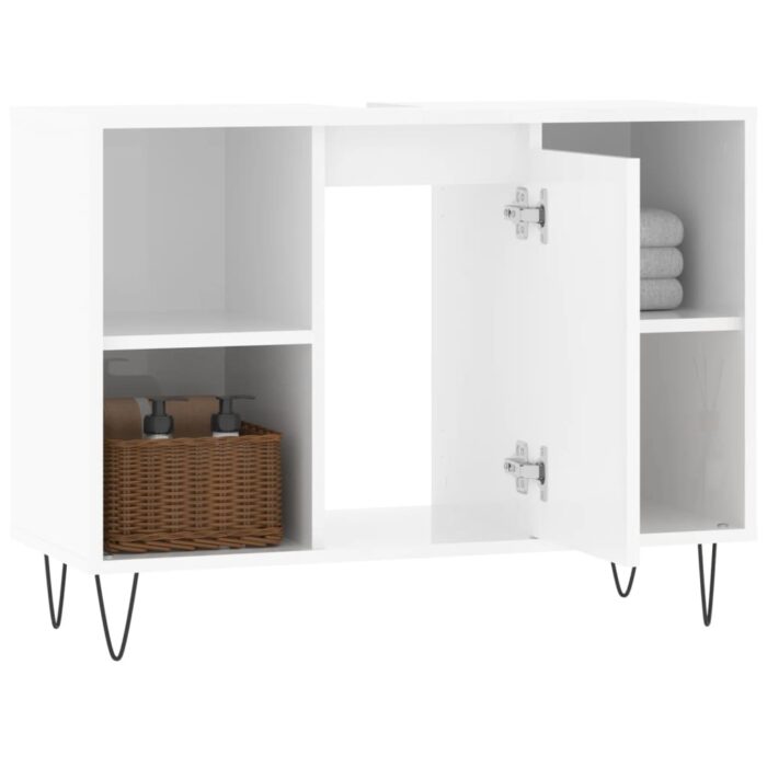 Armoire de salle de bain blanc brillant 80x33x60 cm – Image 2