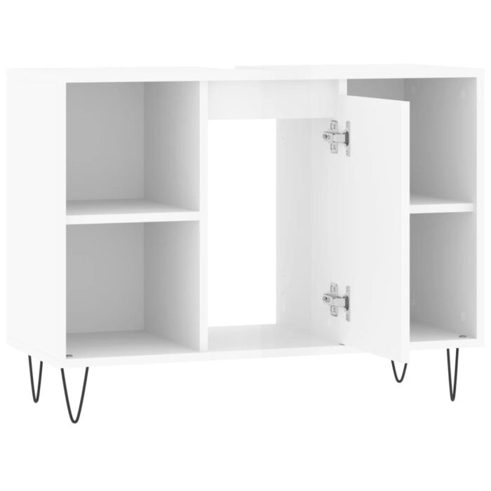 Armoire de salle de bain blanc brillant 80x33x60 cm – Image 4