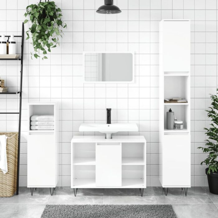 Armoire de salle de bain blanc brillant 80x33x60 cm – Image 1