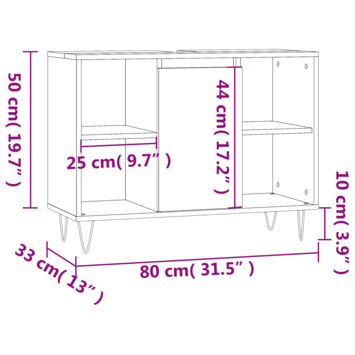 Armoire salle de bain chêne sonoma 80x33x60cm bois d'ingénierie – Image 10