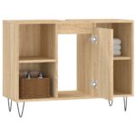 Armoire salle de bain chêne sonoma 80x33x60cm bois d'ingénierie – Image 2