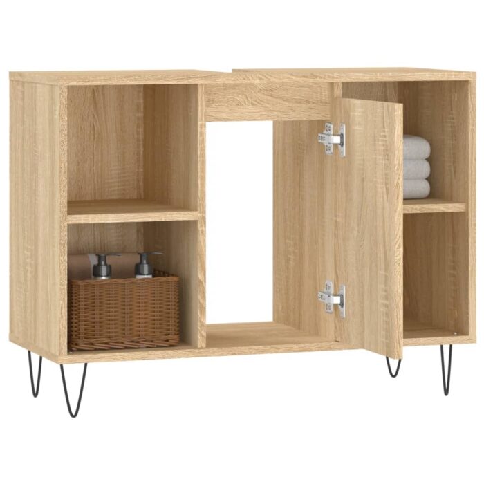 Armoire salle de bain chêne sonoma 80x33x60cm bois d'ingénierie – Image 2