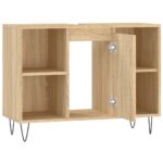 Armoire salle de bain chêne sonoma 80x33x60cm bois d'ingénierie – Image 4