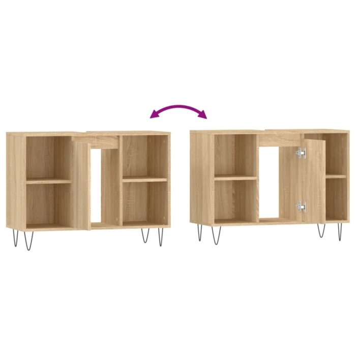 Armoire salle de bain chêne sonoma 80x33x60cm bois d'ingénierie – Image 7