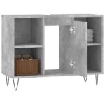 Armoire salle de bain gris béton 80x33x60cm bois d'ingénierie – Image 2