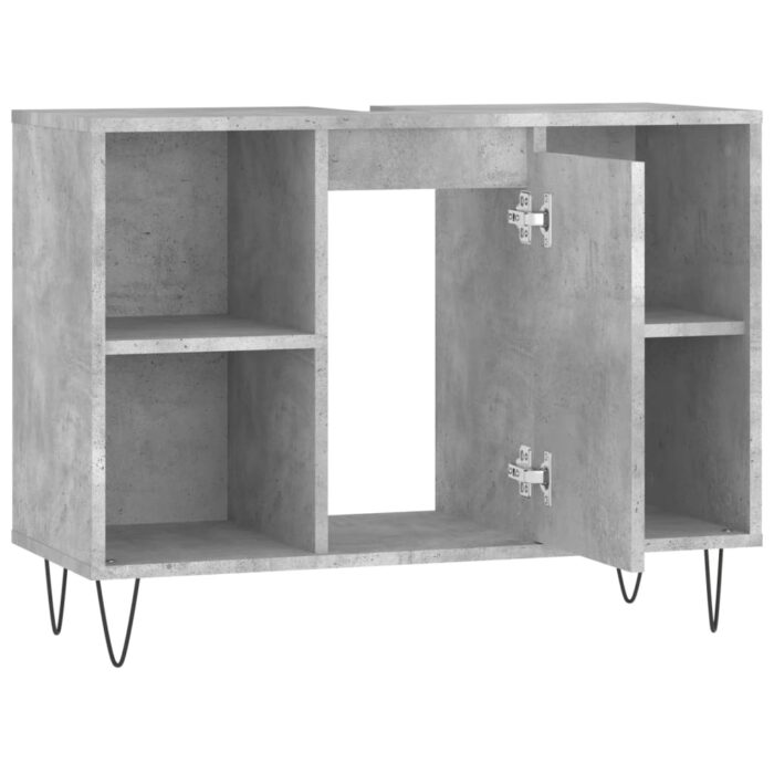 Armoire salle de bain gris béton 80x33x60cm bois d'ingénierie – Image 4