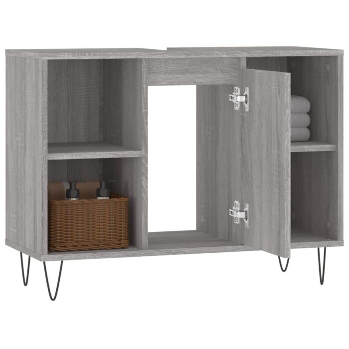 Armoire salle de bain sonoma gris 80x33x60 cm bois d'ingénierie – Image 2