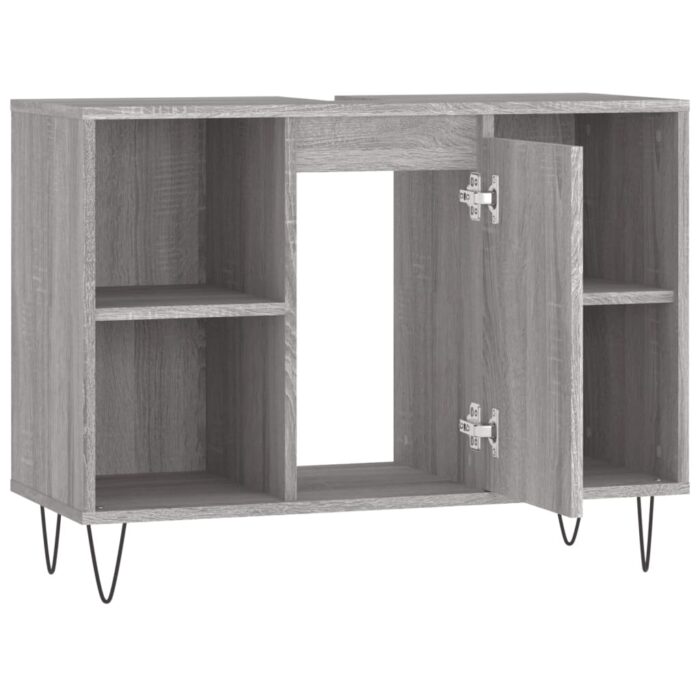 Armoire salle de bain sonoma gris 80x33x60 cm bois d'ingénierie – Image 4