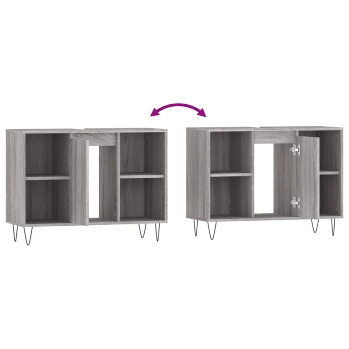 Armoire salle de bain sonoma gris 80x33x60 cm bois d'ingénierie – Image 7