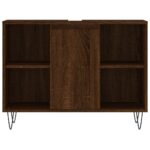 Armoire salle de bain chêne marron 80x33x60cm bois d'ingénierie – Image 3