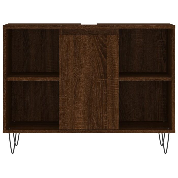 Armoire salle de bain chêne marron 80x33x60cm bois d'ingénierie – Image 3