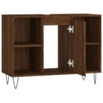 Armoire salle de bain chêne marron 80x33x60cm bois d'ingénierie – Image 4
