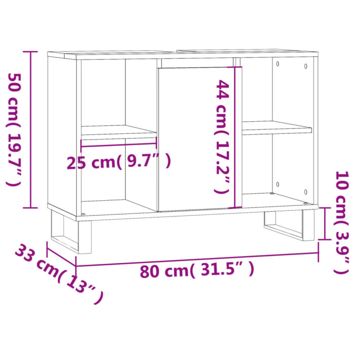 Armoire de salle de bain blanc brillant 80x33x60 cm – Image 10