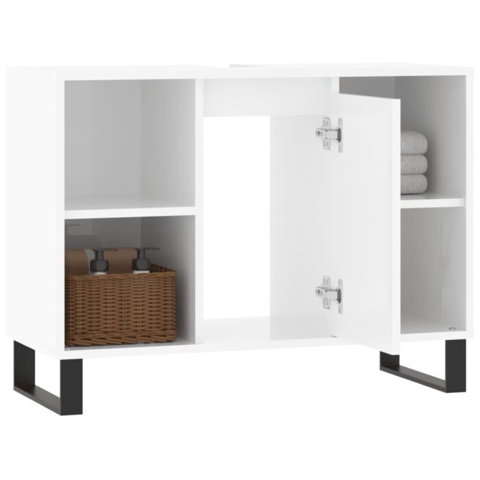 Armoire de salle de bain blanc brillant 80x33x60 cm – Image 2