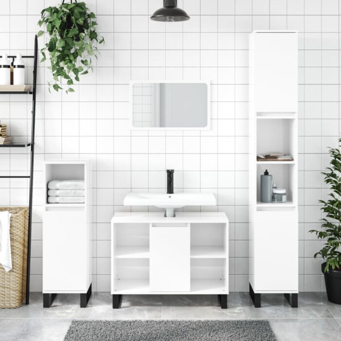 Armoire de salle de bain blanc brillant 80x33x60 cm – Image 1