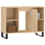 Armoire salle de bain chêne sonoma 80x33x60cm bois d'ingénierie – Image 2