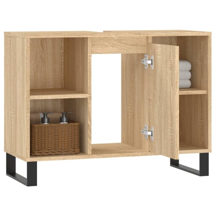 Armoire salle de bain chêne sonoma 80x33x60cm bois d'ingénierie – Image 2