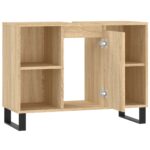 Armoire salle de bain chêne sonoma 80x33x60cm bois d'ingénierie – Image 3