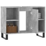 Armoire salle de bain gris béton 80x33x60cm bois d'ingénierie – Image 2